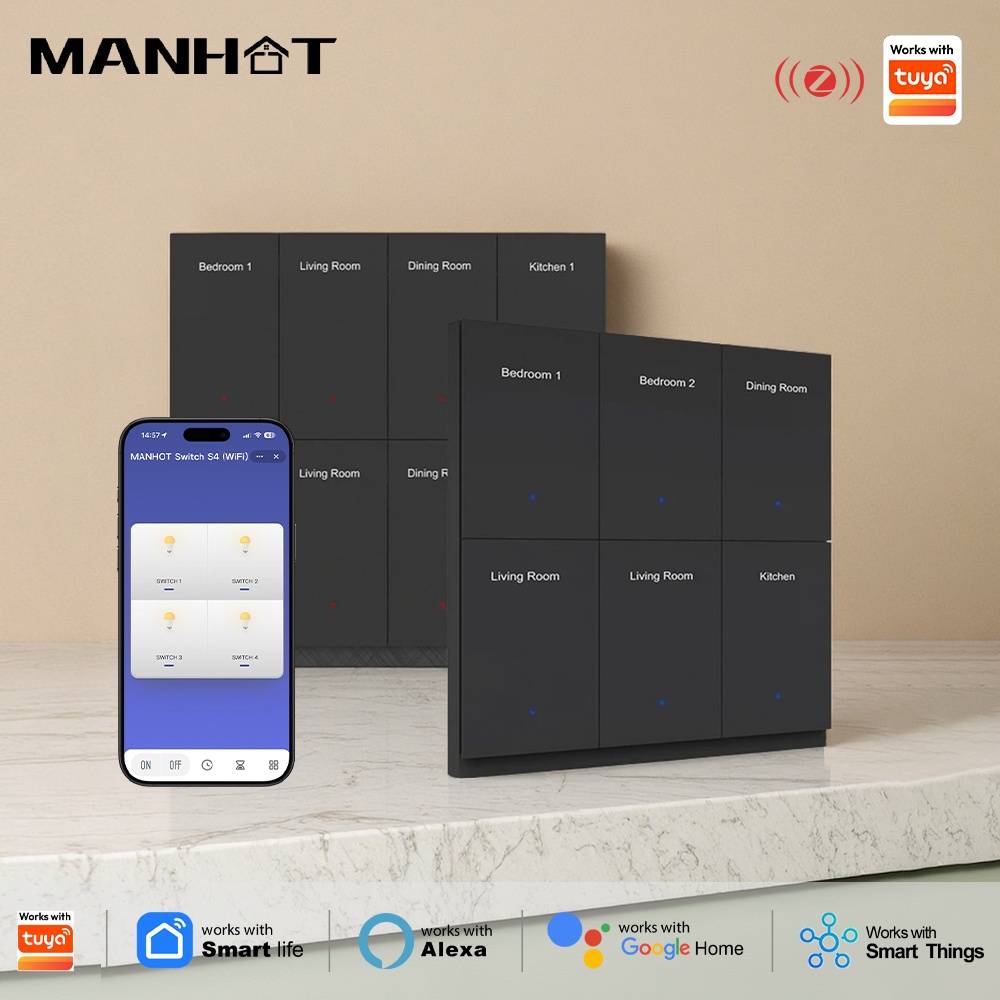 Smart Home Button - Manhot DIY Naam Schakelaar Zigbee Smart