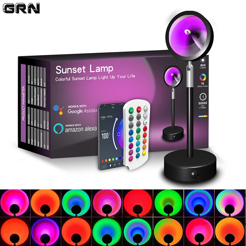 Smart Home Room - Slimme Led Zonsonderganglamp Kleurrijke Veranderende Bluetooth-App