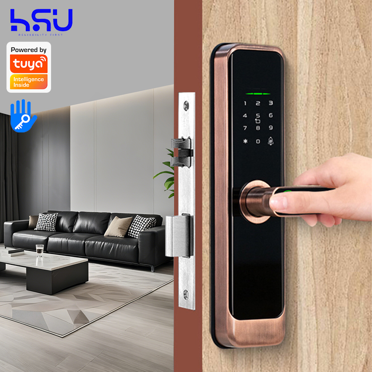 Smart Home Security - Digitaal slim deurslot met code, houten