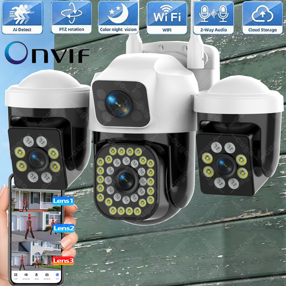 Smart Home Kamera - 15MP Beveiligingscamera 3-HD Schermen Auto Tracking