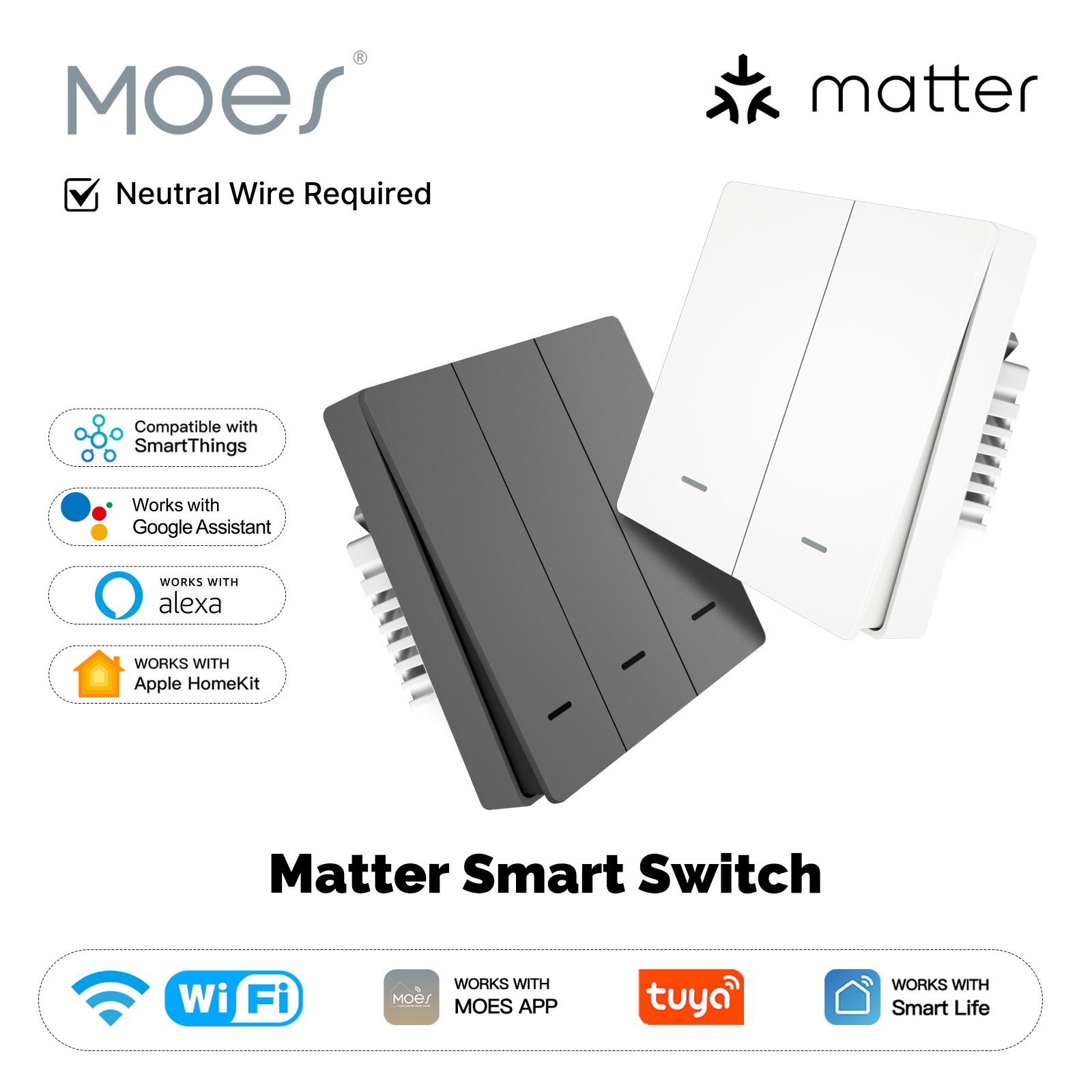 Smart Home Button - MOES Matter Tuya WiFi Smart Light-knopschakelaar